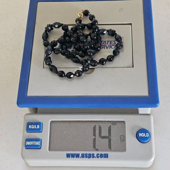 Vintage Multi Faceted Smoky Gray French Jet Black Glass Bead Necklace 25.5" Long - Picture 9 of 10
